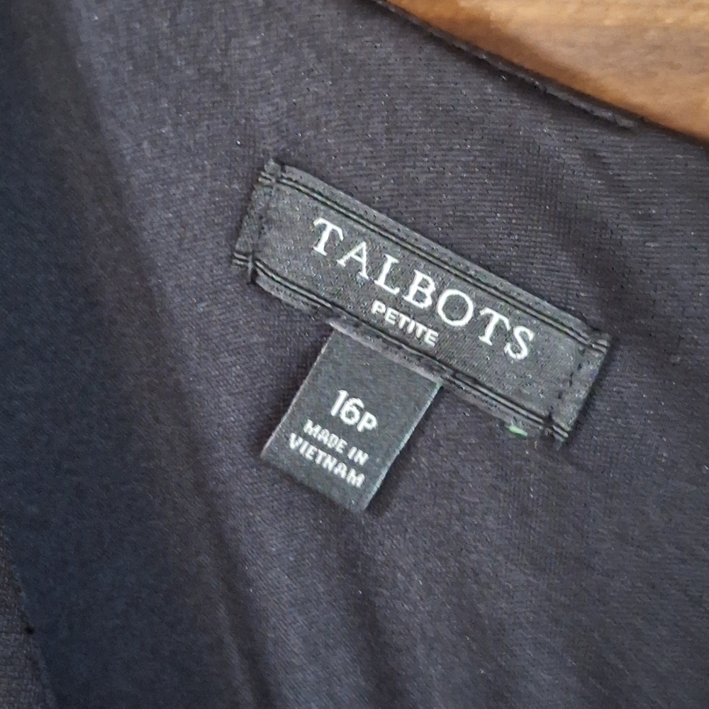 Talbots Petite Embroidered Hem Black Fit & Flare Dress SZ 16P - Picture 6 of 9